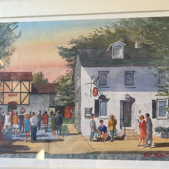 This is a 12x15” framed print of a small town setting done by Bill Roberts - Picture 2 of 3